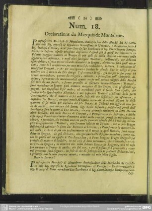 Num. 18. Declaration du Marquis de Monteleon