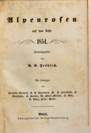 Alpenrosen : auf das Jahr ... 1854, 1854