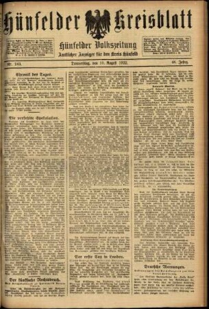 Ausgabe vom Donnerstag, den 10. August 1922.