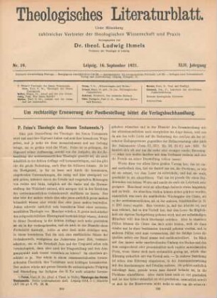 289-293 P. Feine's Theologie des Neuen Testaments
