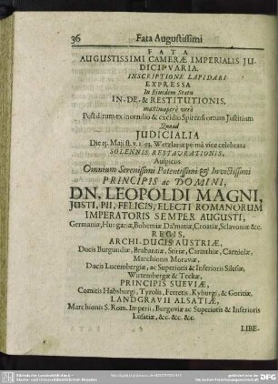 Fata Augustissimi Camerae Imperialis Iudicii