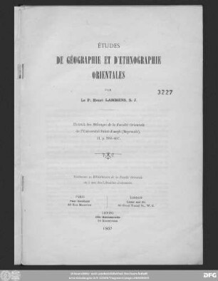 Études de géographie et d'ethnographie orientales