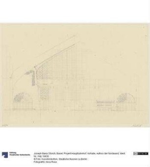 Basel, Projekt Hauptbahnhof, Vorhalle, Aufriss der Nordwand