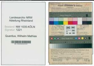 Entnazifizierung Wilhelm Mathias Quantius , geb. 05.05.1905 (Betriebsfuehrer)