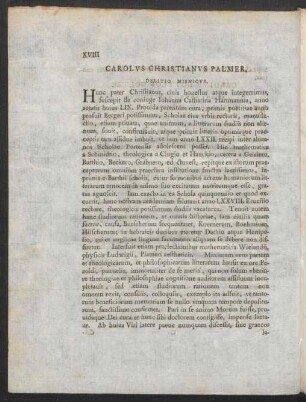 Carolus Christianus Palmer, Delitio Misnicus