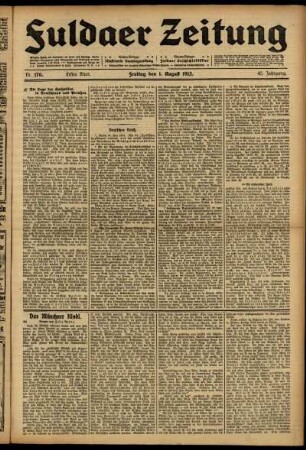 Ausgabe vom Freitag, den 01. August 1913.