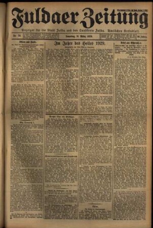 Erste Ausgabe vom Sonntag, den 31. März 1929.