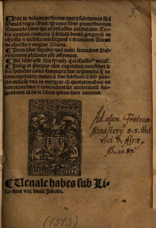 Proverbia Salomonis, Ecclesiastes, Cantica Canticorum, Sapientia Salomonis