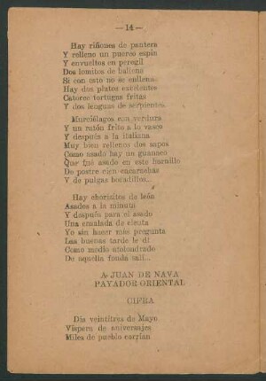 A Juan de Nava payador oriental : Cifra