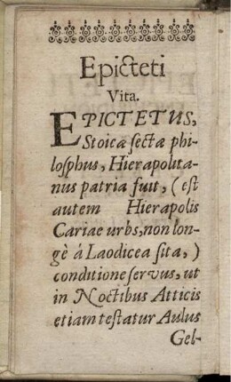 Epicteti Vita