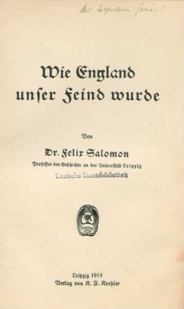 Wie England unser Feind wurde
