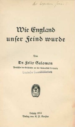 Wie England unser Feind wurde