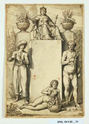 Langerfeldt, Rütger van: Allegorie auf die vier Erdteile, um 1680, SPSG, GK II (6) 51.