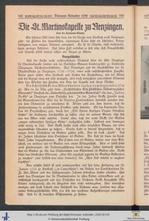Die St. Martinskapelle zu Nenzingen.