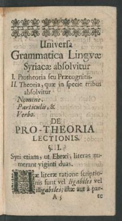 De Pro-Theoria Lectionis.