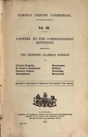 Schools Inquiry Commission, III