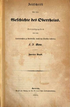 Zeitschrift für die Geschichte des Oberrheins. 2, 2. 1851