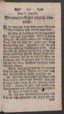 Das X. Capitel. Wie man die Bibel nützlich lesen müsse