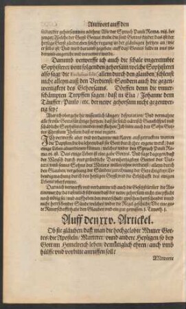 Auff den xxv. Artickel.