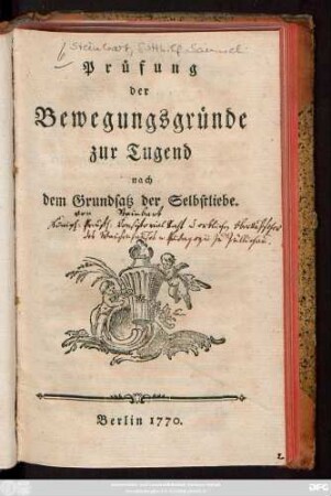 Prüfung der Bewegungsgründe zur Tugend nach dem Grundsatz der Selbstliebe