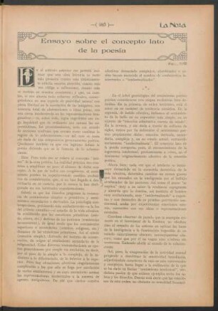 Ensayo sobre el concepto lato de la poesía