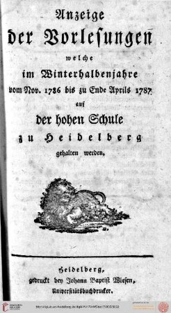 Wintersemester 1786/1787