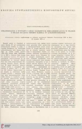 43: Sprawozdanie z wystawy i sesji naukowych zorganizowanych w Pradze z okazji 600-lecia śmierci Karola IV Luksemburskiego