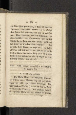 VII. Von einigen vorzüglichen Kunstwerken der neuern Zeit.