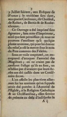 Arrest de la Cour du Parlement de Navarre portant suppression d'un imprimé contenant 3 pretend. brefs ...