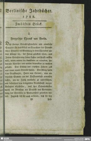 I. Fortgesetzte Chronik von Berlin