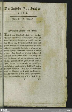I. Fortgesetzte Chronik von Berlin