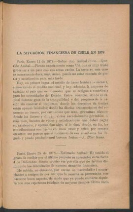 La situación financiera de Chile en 1878