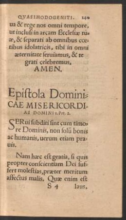 Epistola Dominica Misericordias ...