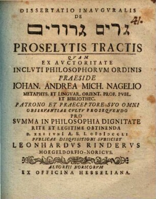 Dissertatio inauguralis de Gērîm gerûrîm proselytis tractis