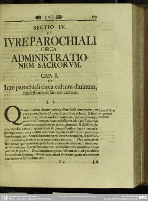 Sectio IV. De Iure Parochiali Circa Administrationem Sacrorum