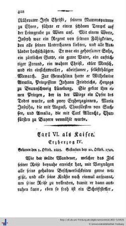 Carl IV. als Kaiser. Erzherzog IV.
