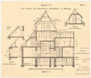 Corpshaus Guestphalia, Marburg: 3 Schnitte 1:50