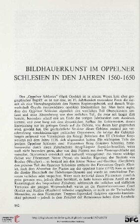 Bildhauerkunst im Oppelner Schlesien in den Jahren 1560 -1650