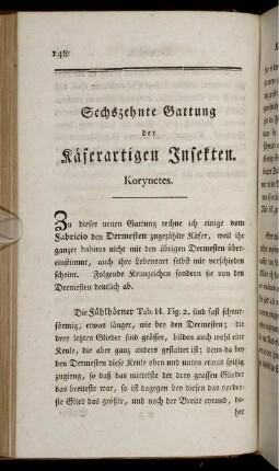 Sechszehnte Gattung der Käferartigen Insekten. Korynetes.