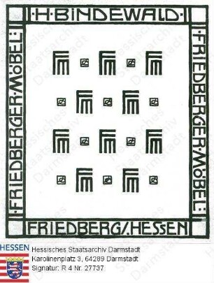 Friedberg, Fa. H. Bindewald, Friedberger Möbel / Plakat der Firma zur Landesausstellung in Darmstadt von 1904
