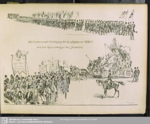 Militärvereine und Vereinigung der Kampfgenossen 1870/71 mit Ruhmeswagen der "Saxonia"