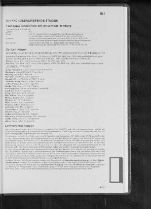 III.4 Fachübergreifende Studien