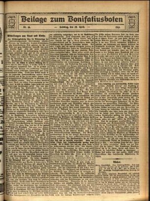 Zweite Ausgabe vom Sonntag, den 20. April 1913.