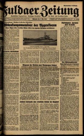 Ausgabe vom Mittwoch, den 08. Mai 1940.