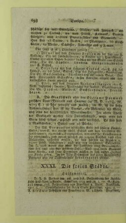 XXXI. Die freien Städte
