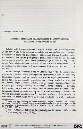 Kontakty władysława czartoryskiego z antykwariuszem mariuszem panayiotisem tano