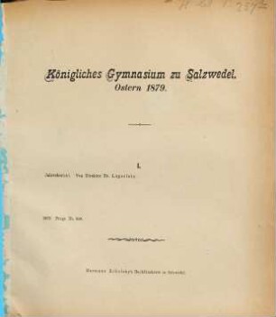 Jahresbericht : Ostern .... 1878/79