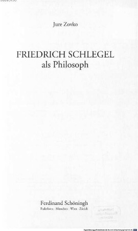 Friedrich Schlegel als Philosoph