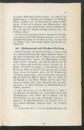 XV. Kleiderpracht und Kirchen-Kleidung
