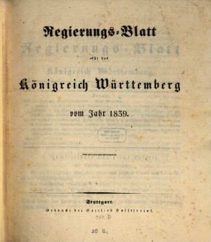 Regierungsblatt für das Königreich Württemberg. 1839, 1839